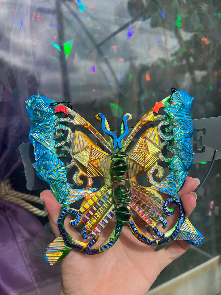 ‘Welcome’ Butterfly dichroic glass mosaic no.1