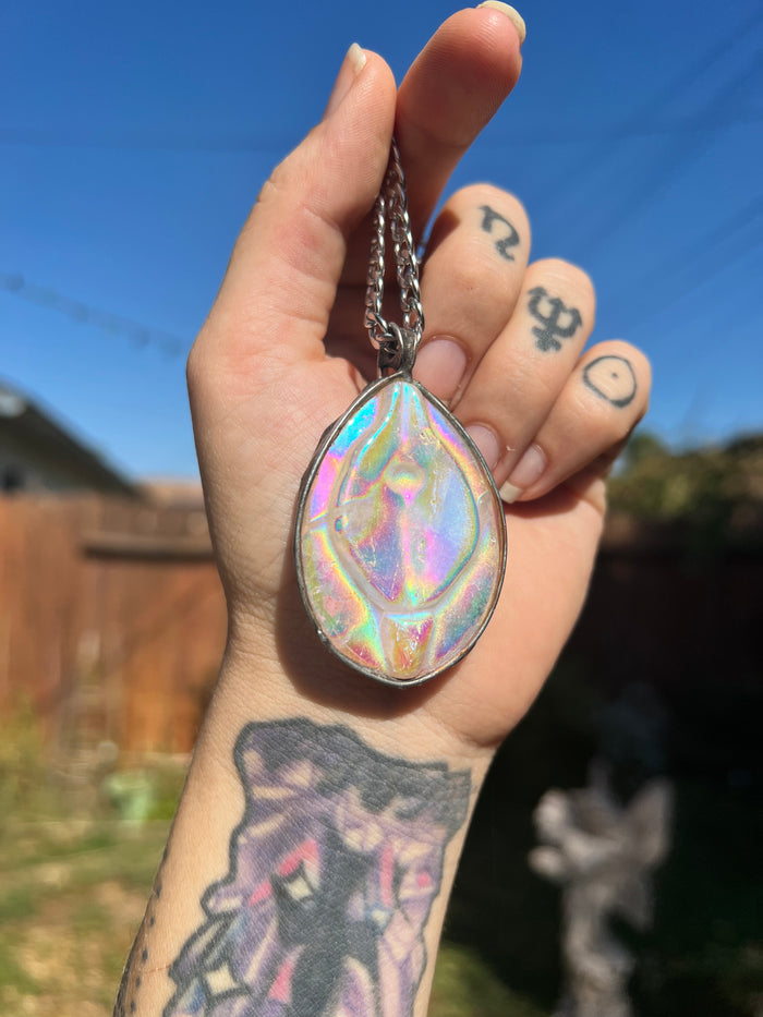 Aura Quartz Yoni Amulet