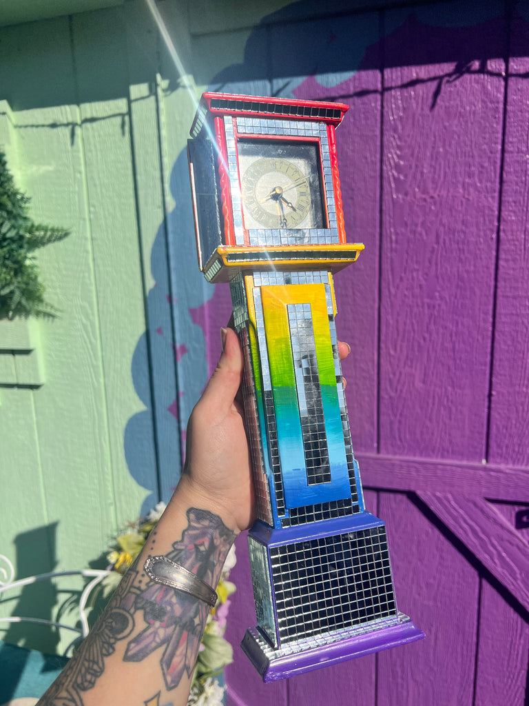 Rainbow Mirror Glass Mosaic Desk clock