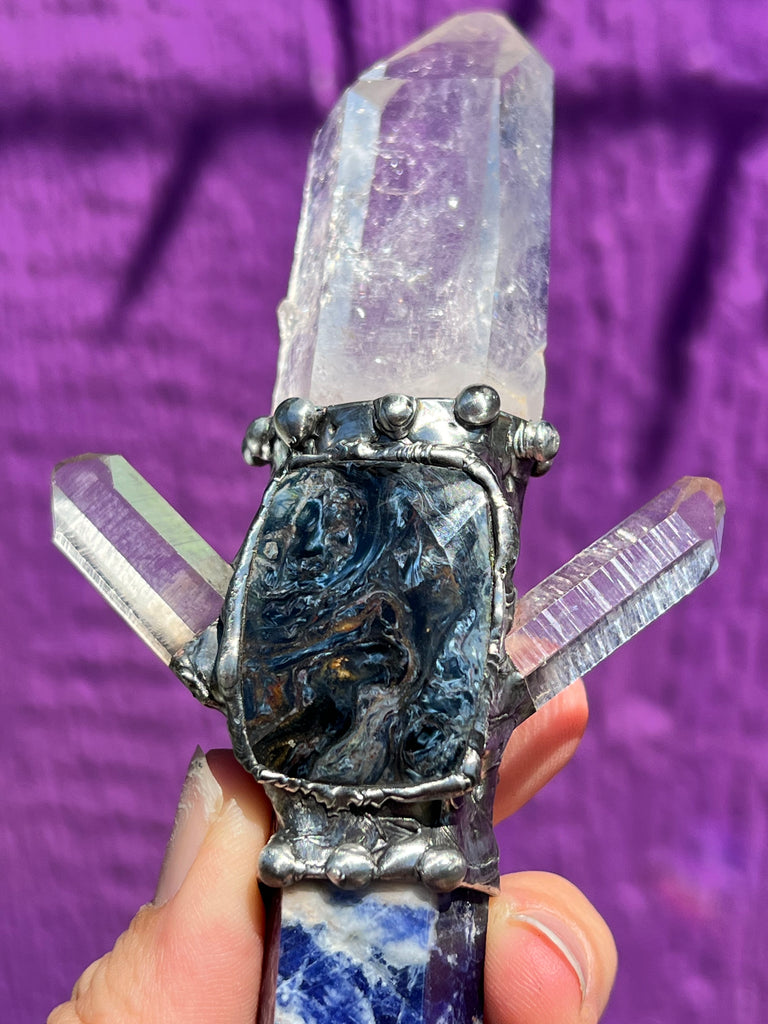 New Vision Sodalite, Quartz and Pietersite wand/Spiritual Tool