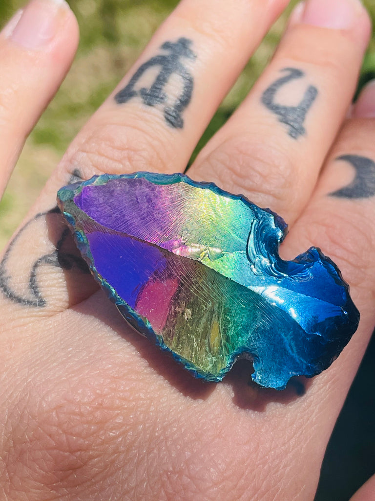 Aurafied Arrowhead adjustable  ring sizes 6-9