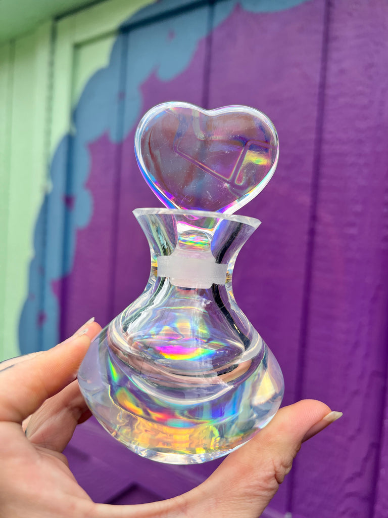 Aurafied Vintage Glass Perfume Bottle with Heart Stopper