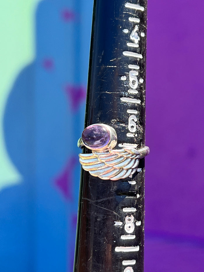 Angel Wing Ring with Amethyst  size 7