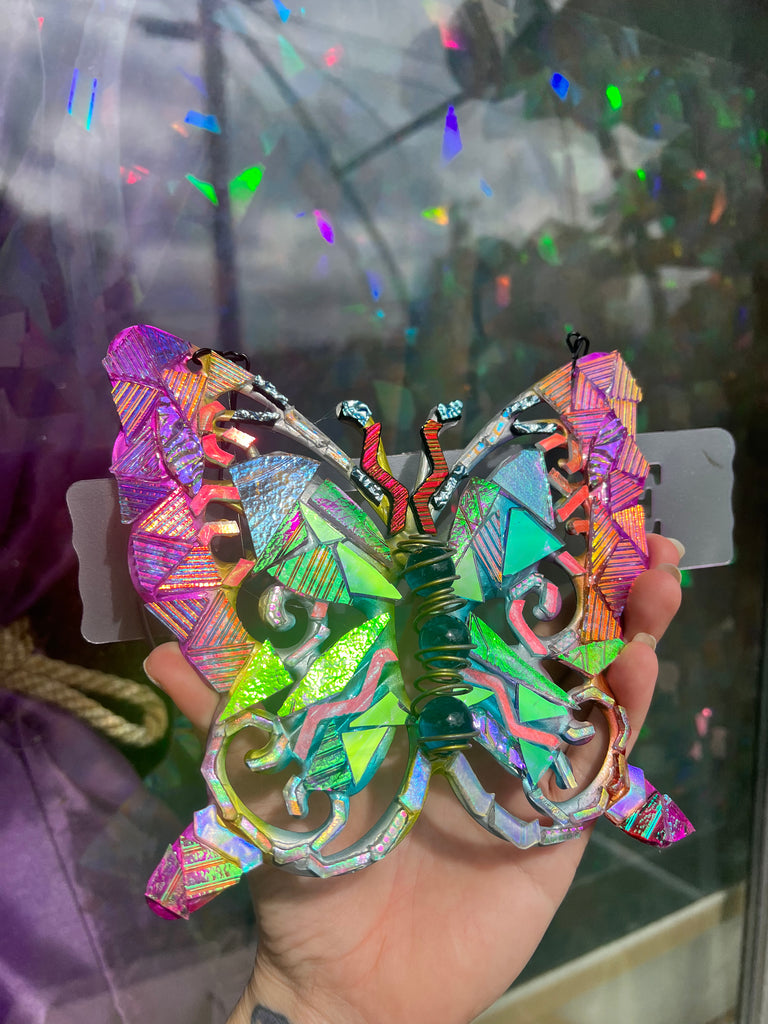 ‘Welcome’ Butterfly dichroic glass mosaic no.2