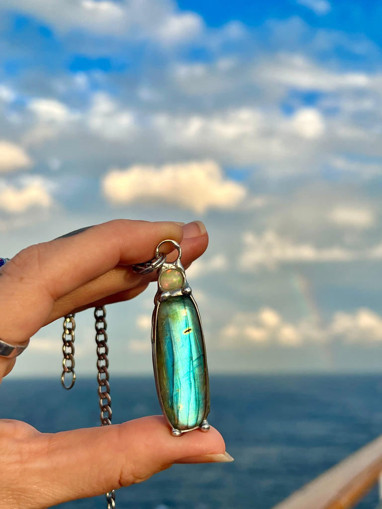 Tobaira Labradorite and Opal amulet no.2