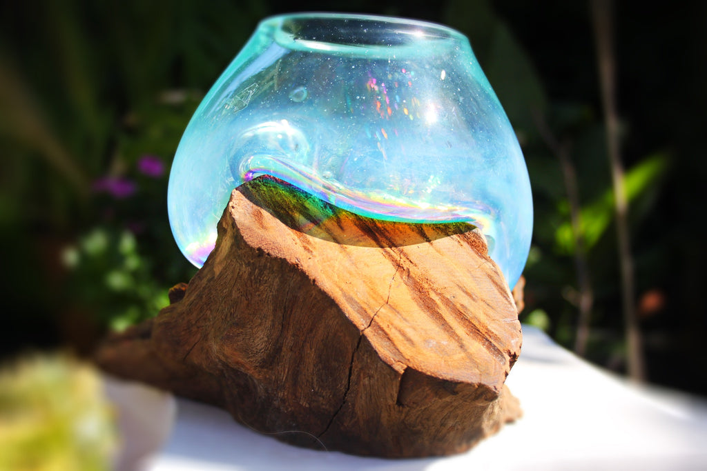 Rainbow Drippy Glass candle/terrarium no.10