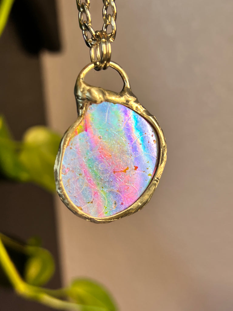 Holographic Aura coated Ammonite amulet no.6