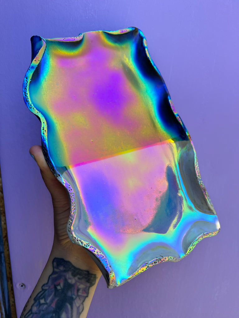 Aura coated ceramic place OOAK