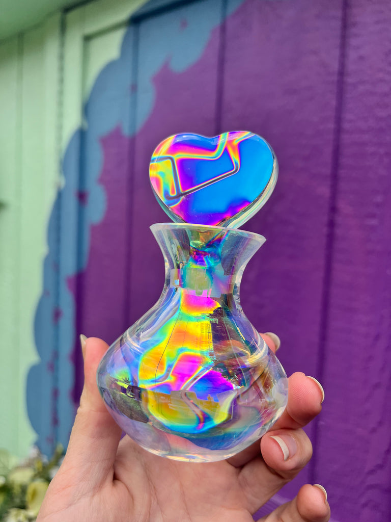 Aurafied Vintage Glass Perfume Bottle with Heart Stopper