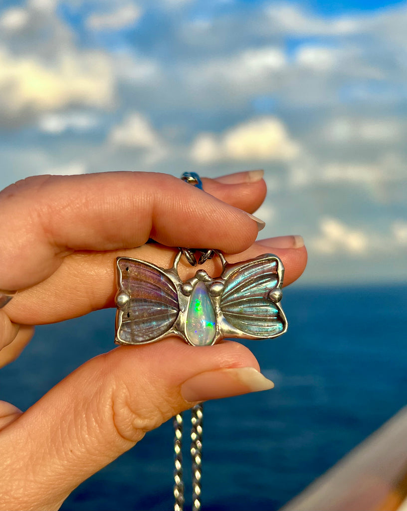 Tobaira Labradorite and Opal fairy wing amulet no.2