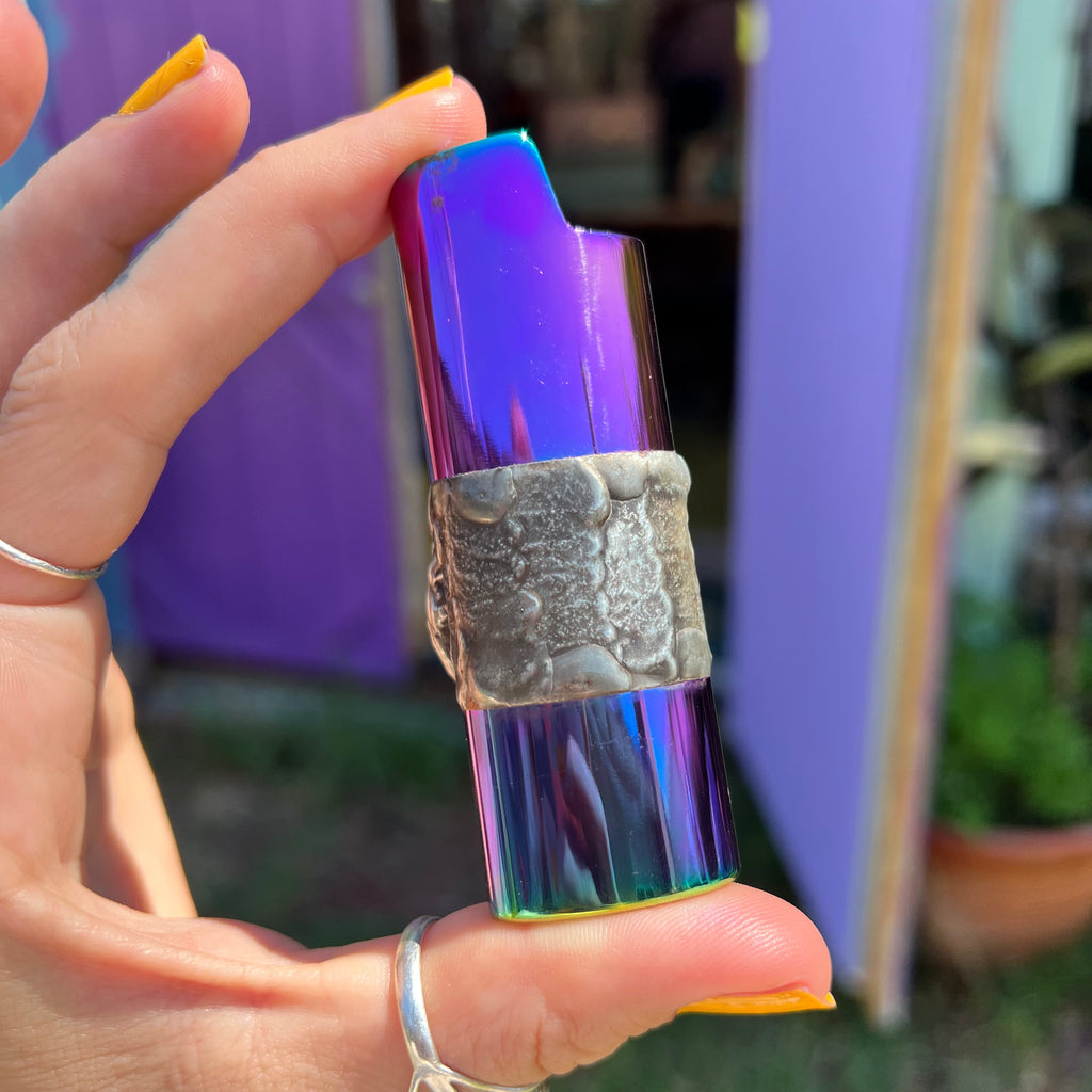 Labradorite on Rainbow Titanium Fire Case