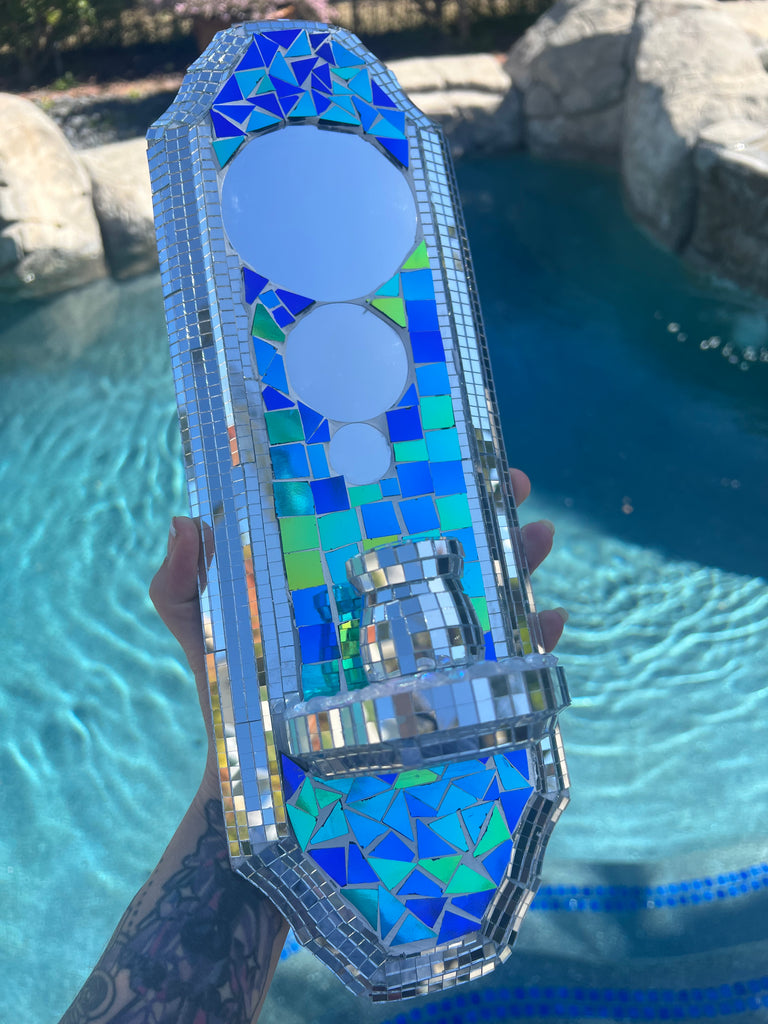 Disco Deco mosaic wall sconce Candle Holder & Mirror