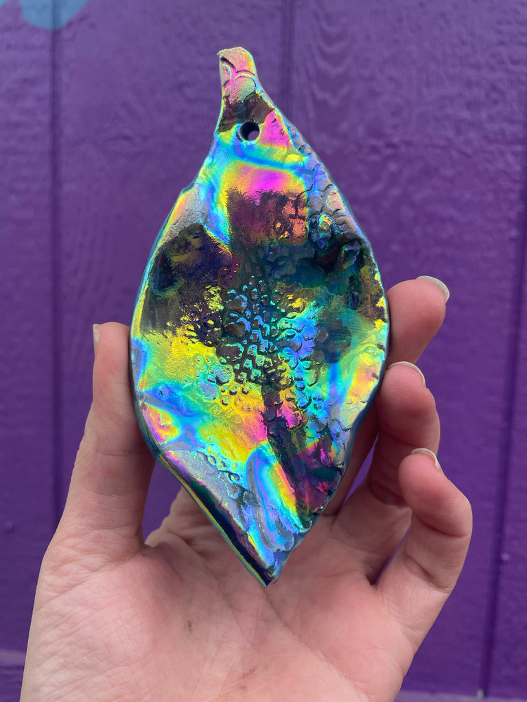 Handmade Aura Ceramic Leaf dish and/or wall art