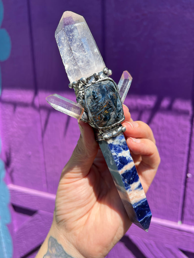 New Vision Sodalite, Quartz and Pietersite wand/Spiritual Tool