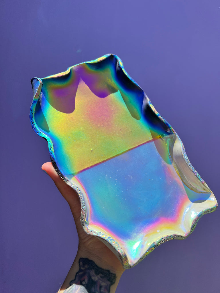 Aura coated ceramic place OOAK