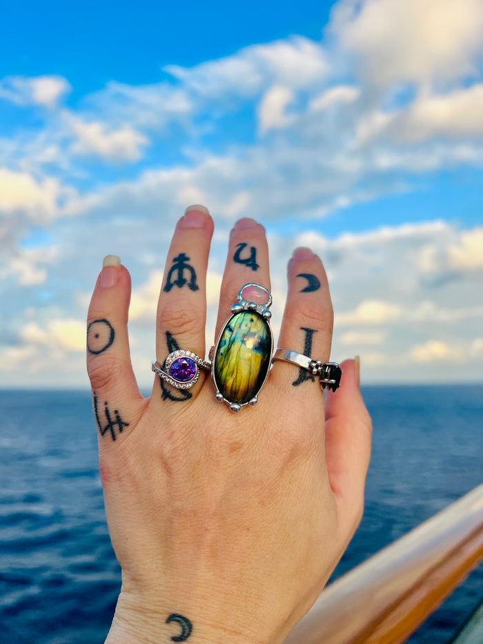 Tobaira Labradorite and Opal ring