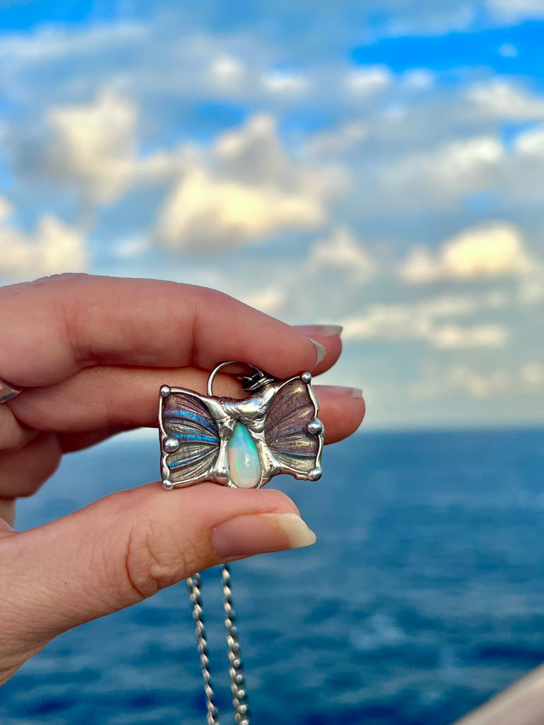 Tobaira Labradorite and Opal fairy wing amulet no.1
