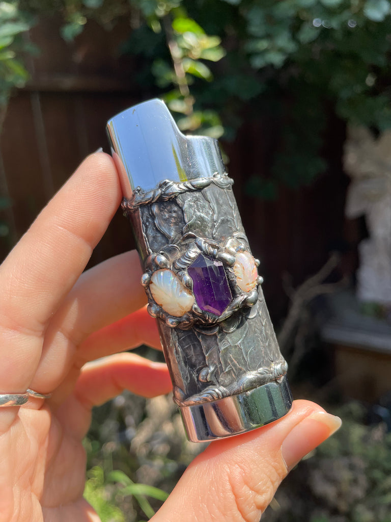 Amethyst with Opal Leaf Filigree Fire Case