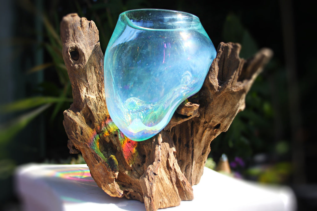 Rainbow Drippy Glass candle/terrarium no.7