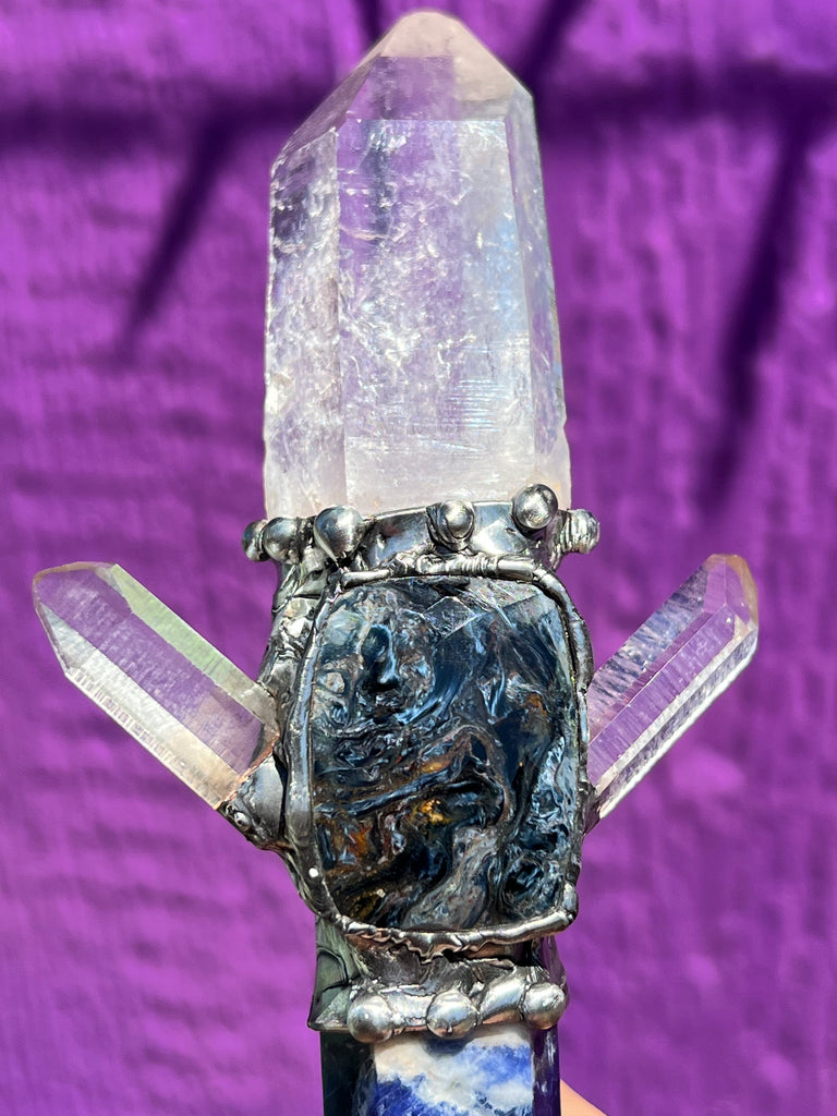 New Vision Sodalite, Quartz and Pietersite wand/Spiritual Tool