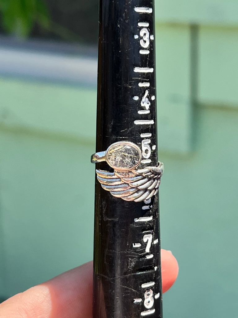 Angel Wing Ring with Rutilated Quartz size 6
