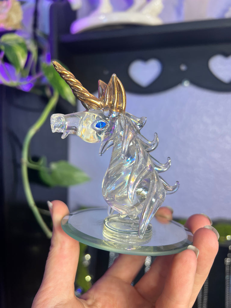 Iridized Glass Unicorn head