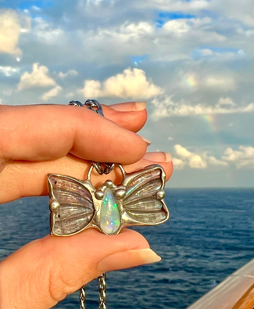 Tobaira Labradorite and Opal fairy wing amulet no.2