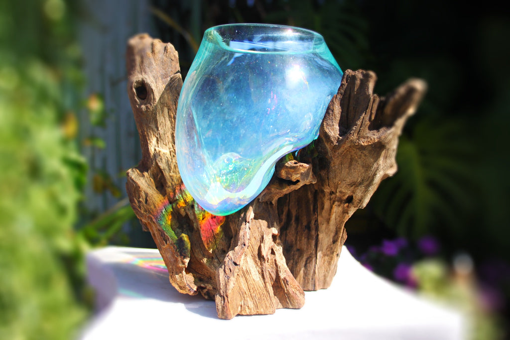 Rainbow Drippy Glass candle/terrarium no.7