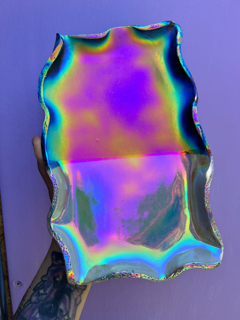 Aura coated ceramic place OOAK
