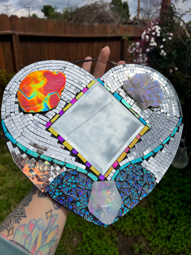 Mosaic Disco Heart Mirror