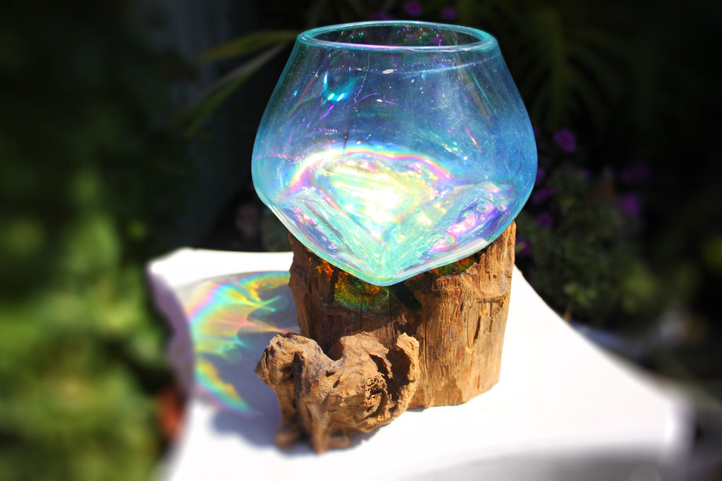 Rainbow Drippy Glass candle/terrarium no.2