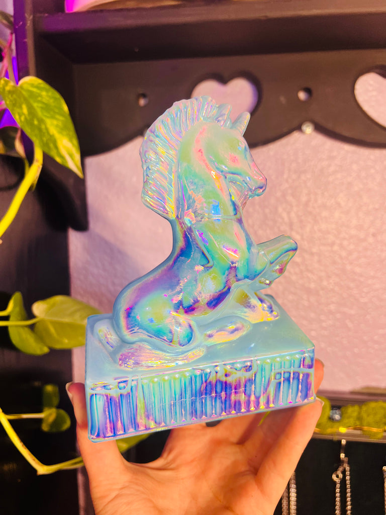 Aurafied Blue Glass Unicorn