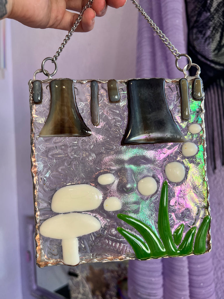 Forest scene Green Lady Window Hang, one of a kind