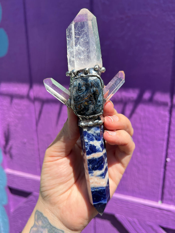New Vision Sodalite, Quartz and Pietersite wand/Spiritual Tool