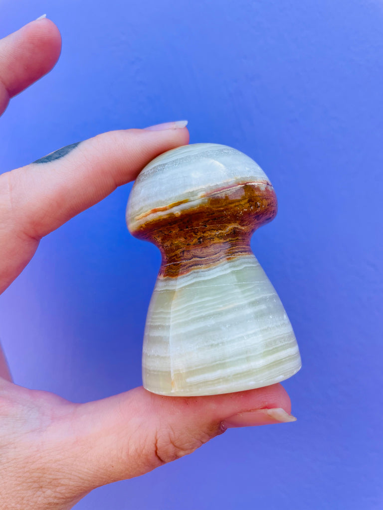 Banded Green Calcite Mushroom Crystal no.1