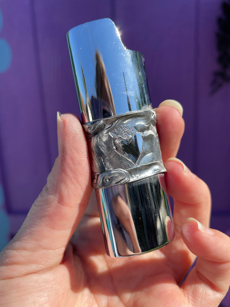 Dichroic Glass Silver Fire Case with hidden heart