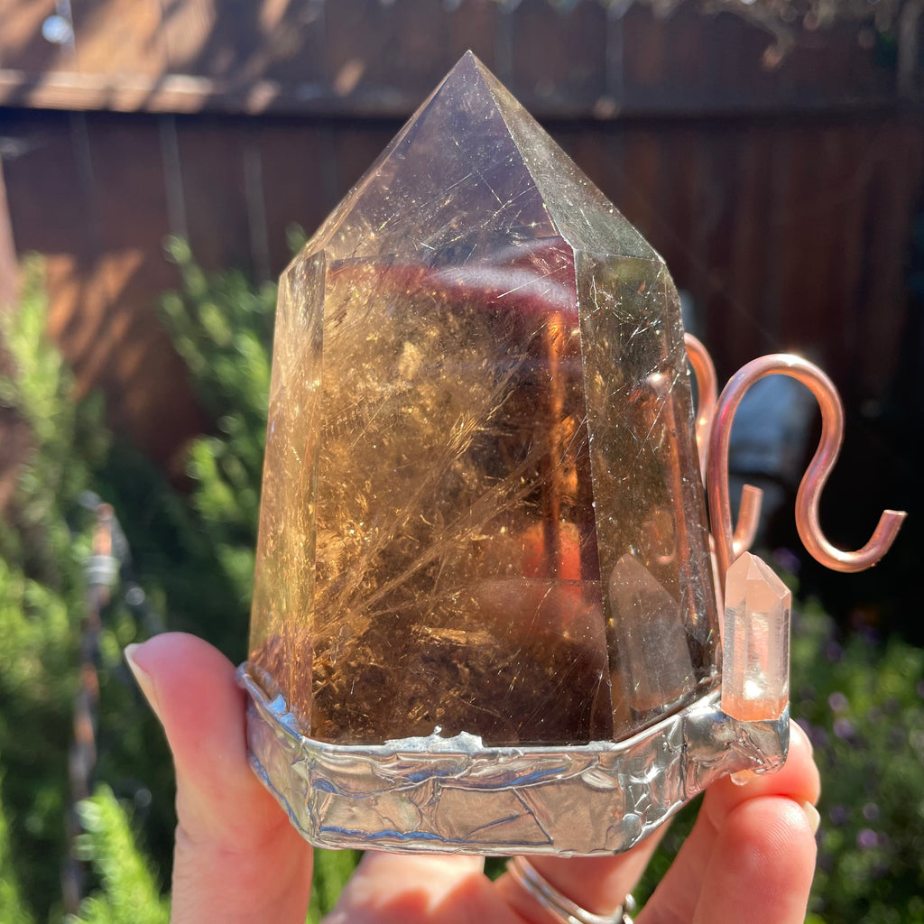 Smoky Rutilated Quartz ring holder