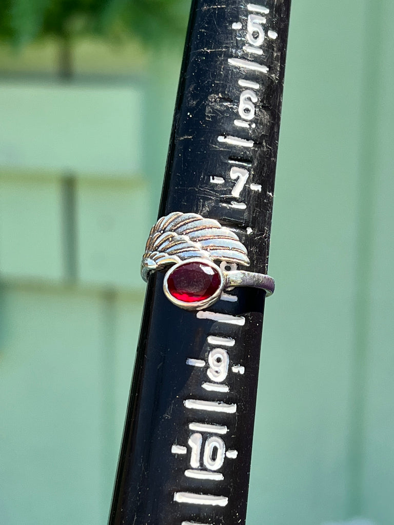 Angel Wing Ring with Garnet size 8