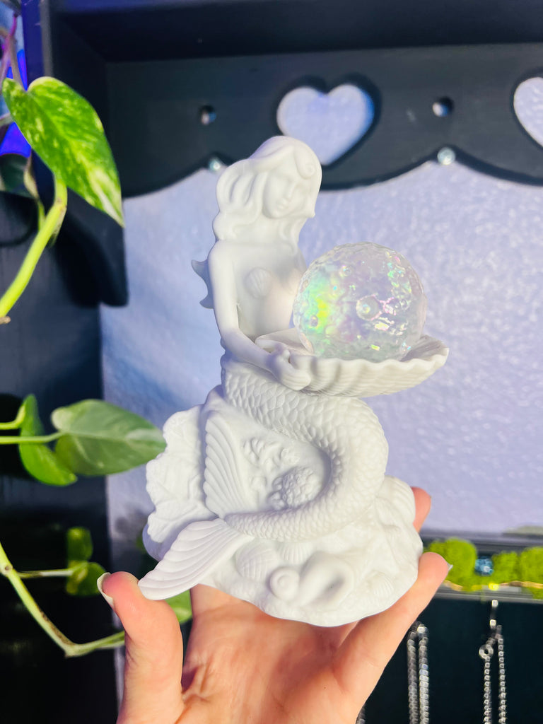Mermaid display with Aura Quartz Moon