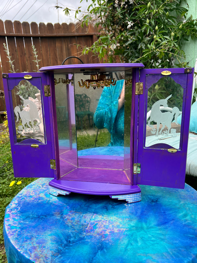Purple Disco Mosaic Unicorn jewelry case