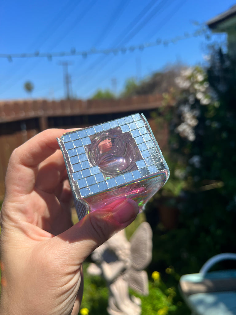 Disco mosaic Aura Glass Candle Holder