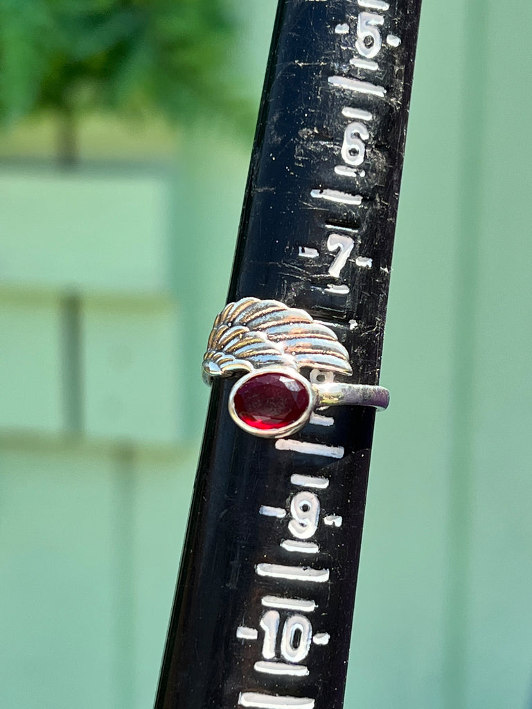 Angel Wing Ring with Garnet size 8