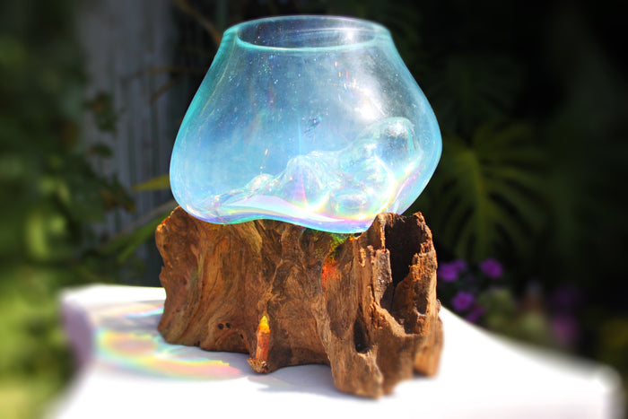 Rainbow Drippy Glass candle/terrarium no.5