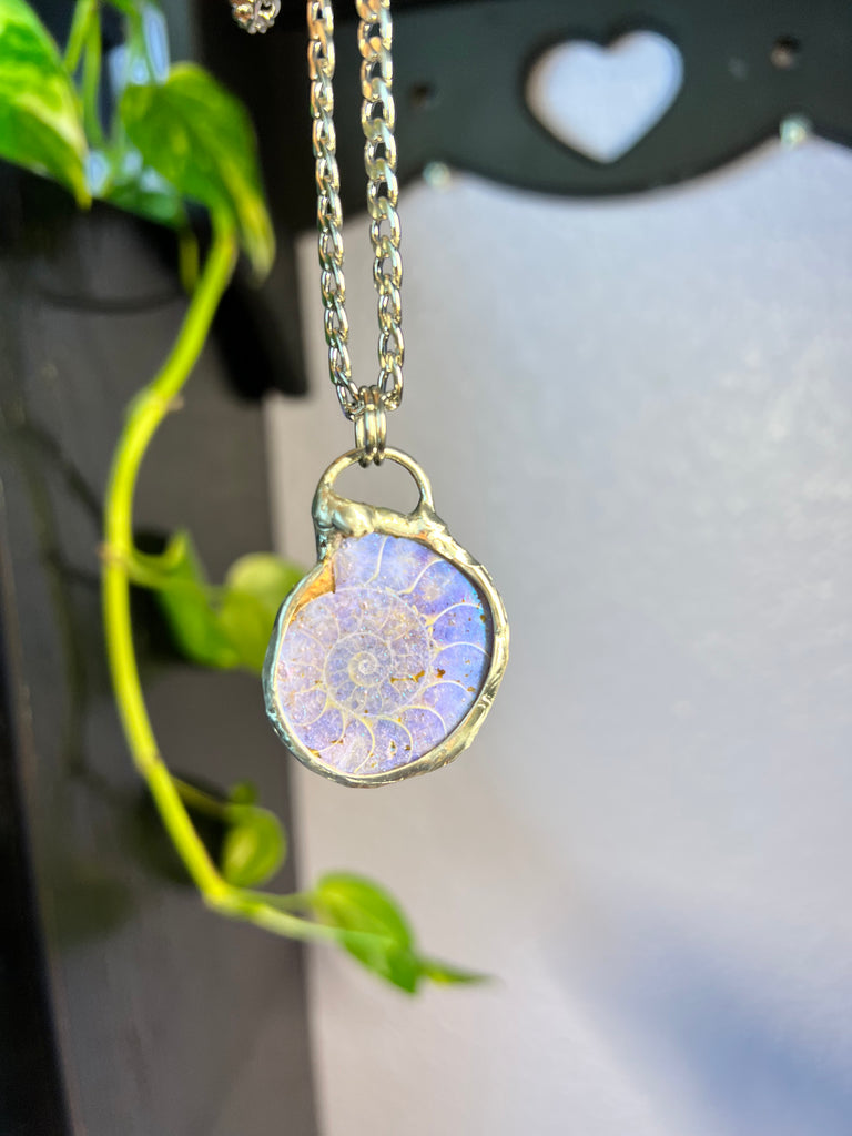Holographic Aura coated Ammonite amulet no.6