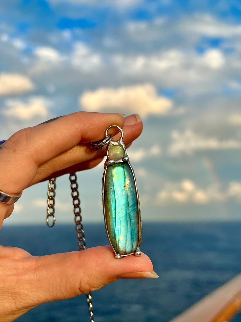 Tobaira Labradorite and Opal amulet no.2