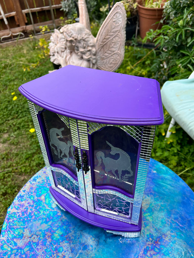 Purple Disco Mosaic Unicorn jewelry case