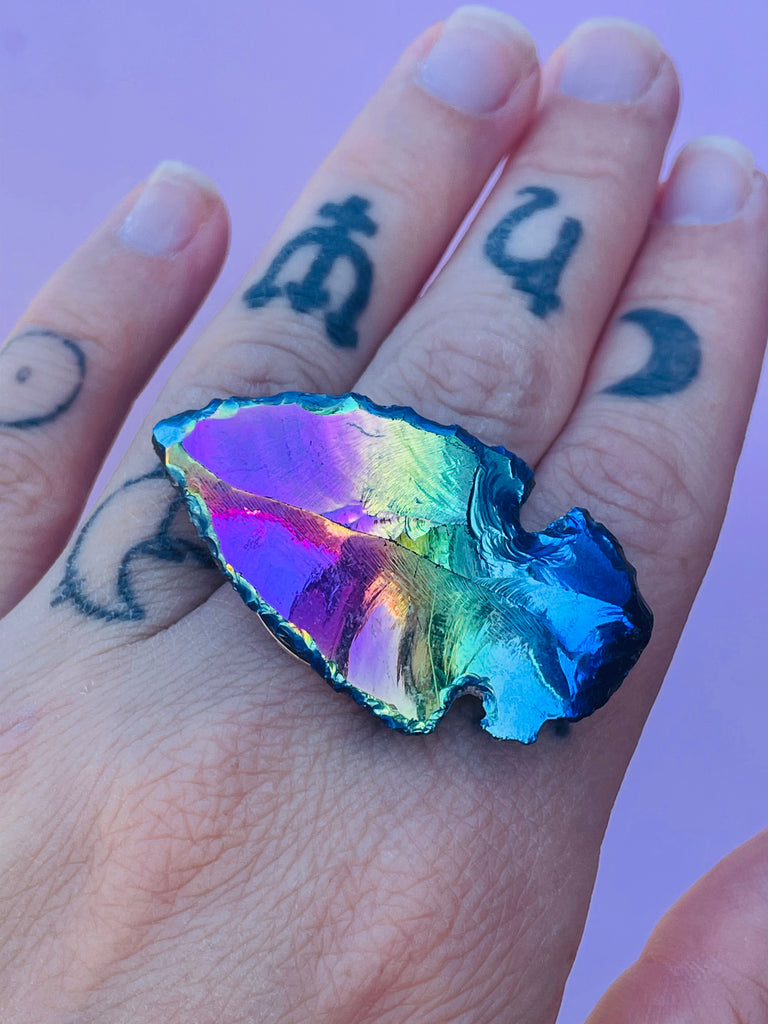 Aurafied Arrowhead adjustable  ring sizes 6-9