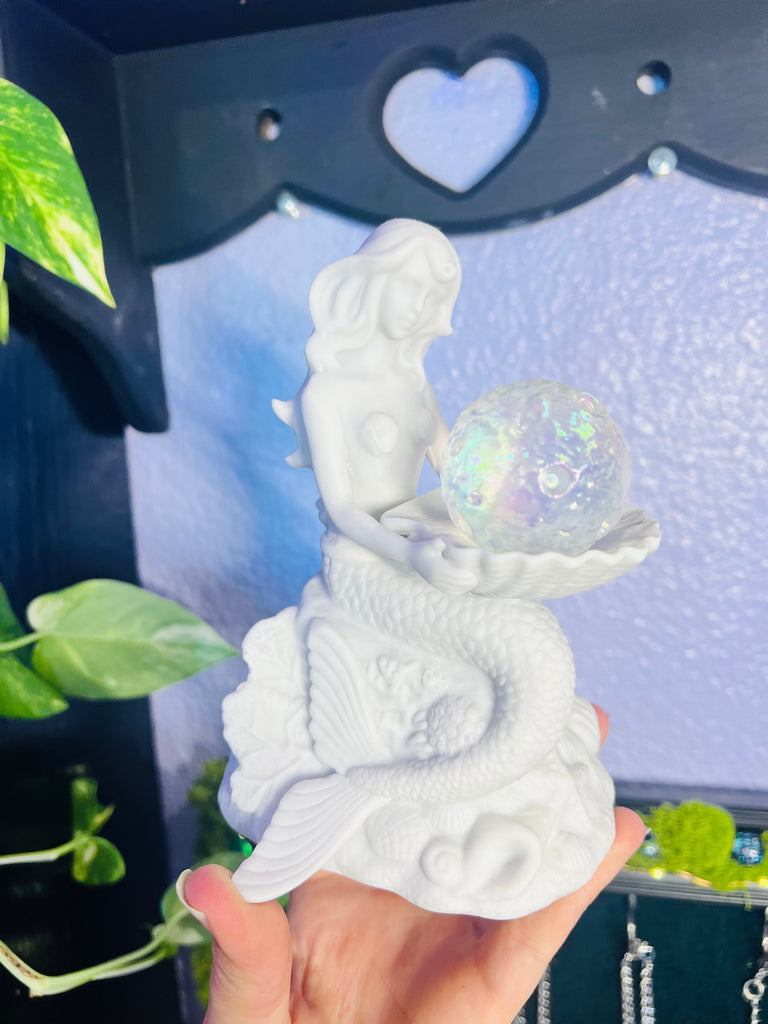Mermaid display with Aura Quartz Moon
