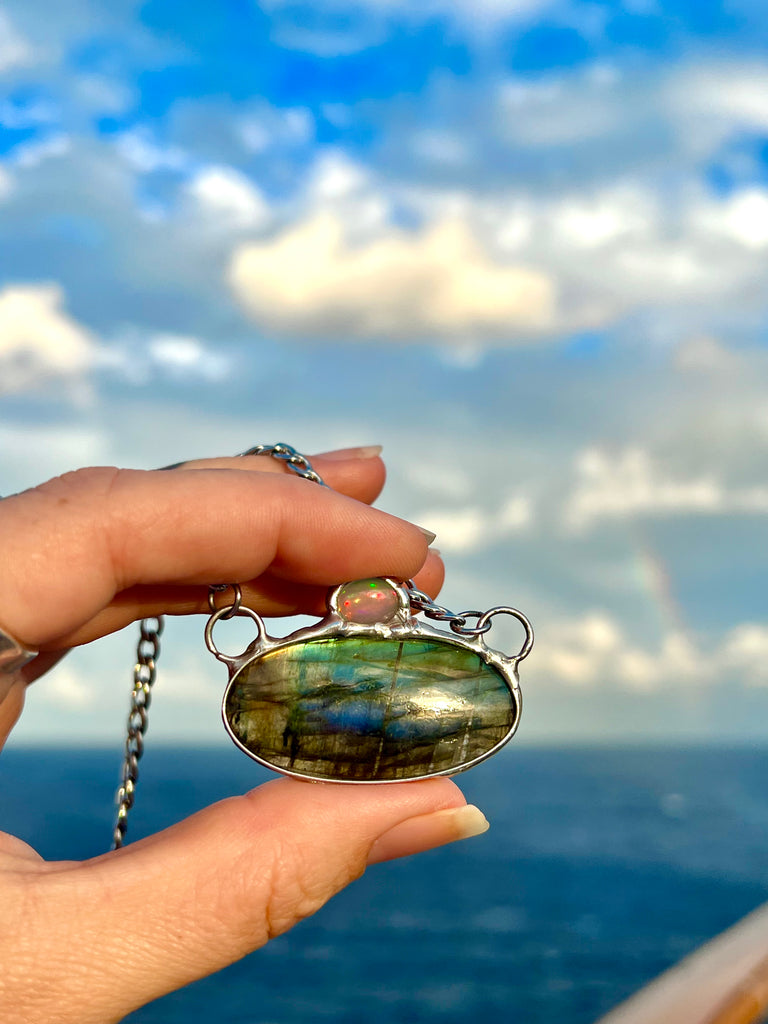 Tobaira Labradorite and Opal amulet no.1